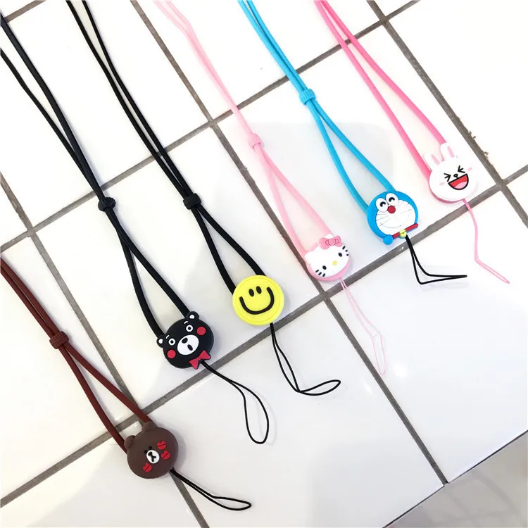 الكرتون لطيف الدب الكلب القط البوب الحبل الرقبة حزام للمفاتيح ID بطاقة أحزمة هاتف المحمول ل iphone 7 8 X شارة شنق حبل اسفنجي