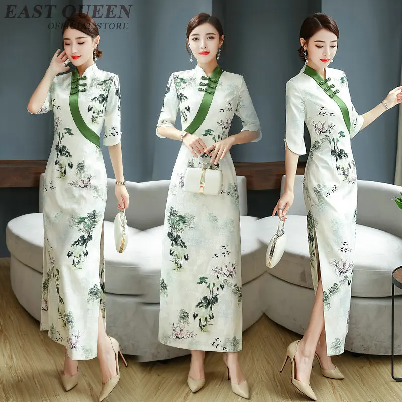 

New Arrival 2019 Summer Aodai Vietnam Traditional Dress Cheongsam Dress Chinese Style Qipao Vietnam Clothing Ao Dai Dress TA1748