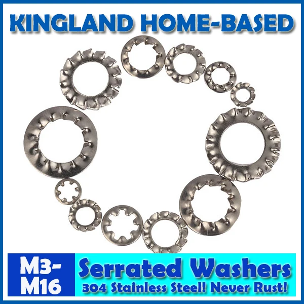 

M3-M16 Serrated Lock Washers Internal External Teeth 304 Stainless Steel