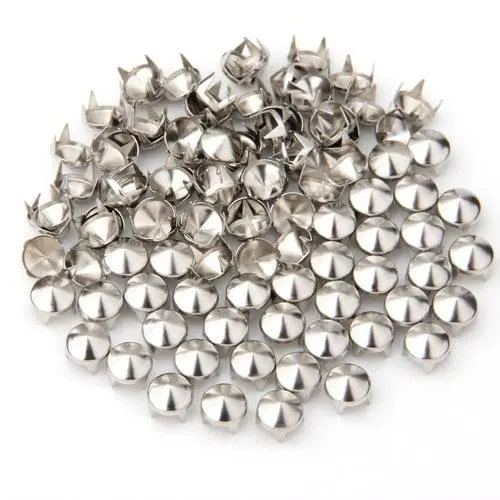 100 шт Металлические Шипованные серебряные шпильки заклепки панк шпильки и шипы для одежды/сумки/ремни