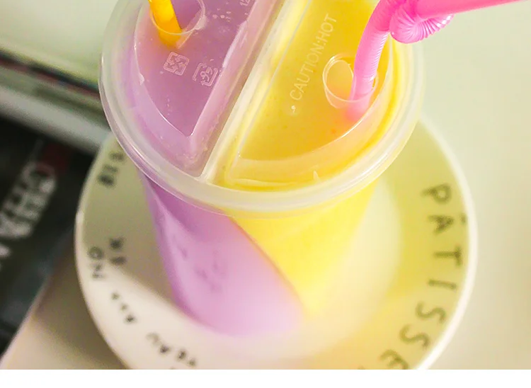 Share Cup Milk Tea Cup Disposable Plastic Cup Double Grid Juice Cold Drink Cup Safe Convenient Thickened Hard Sharing Cup