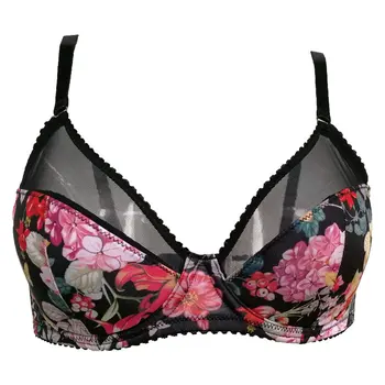

Flower Print Mesh See Trough Sexy Bra for Female Women Underwire Lingerie Underwears Gift BRB016