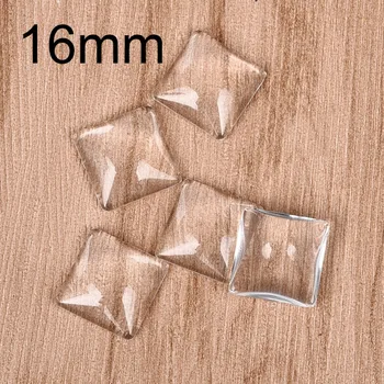 

30pcs/lot 16mm Square Cabochons Transparent Glass Clear Flat Back for DIY Pendant Findings Jewelry Making Handmade Accessories