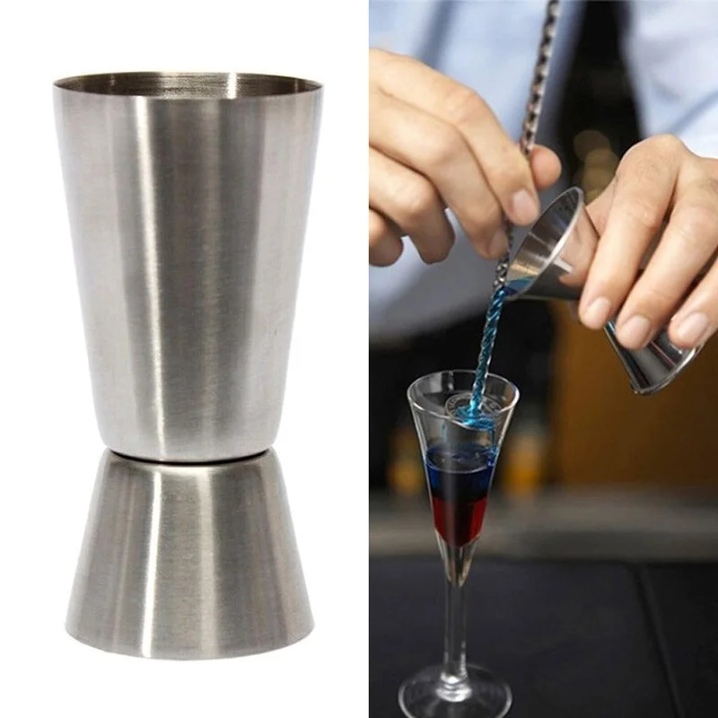 

Stainless Steel Cocktail Drink Cup Double Single Shot Measure Jigger Bar Tool LE66