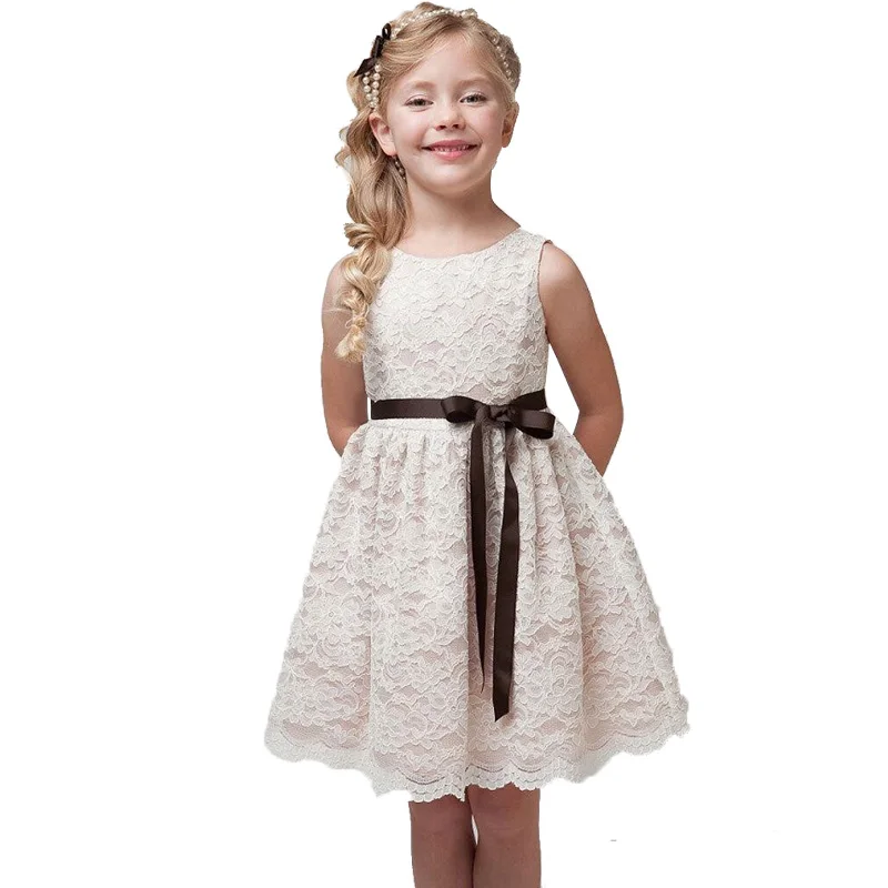 

2018 New Fashion Dress Baby Girls Flower Lace Dresses Girl Clothing Elegant Princess Clothes Costume For Kids 3-8 Years Old