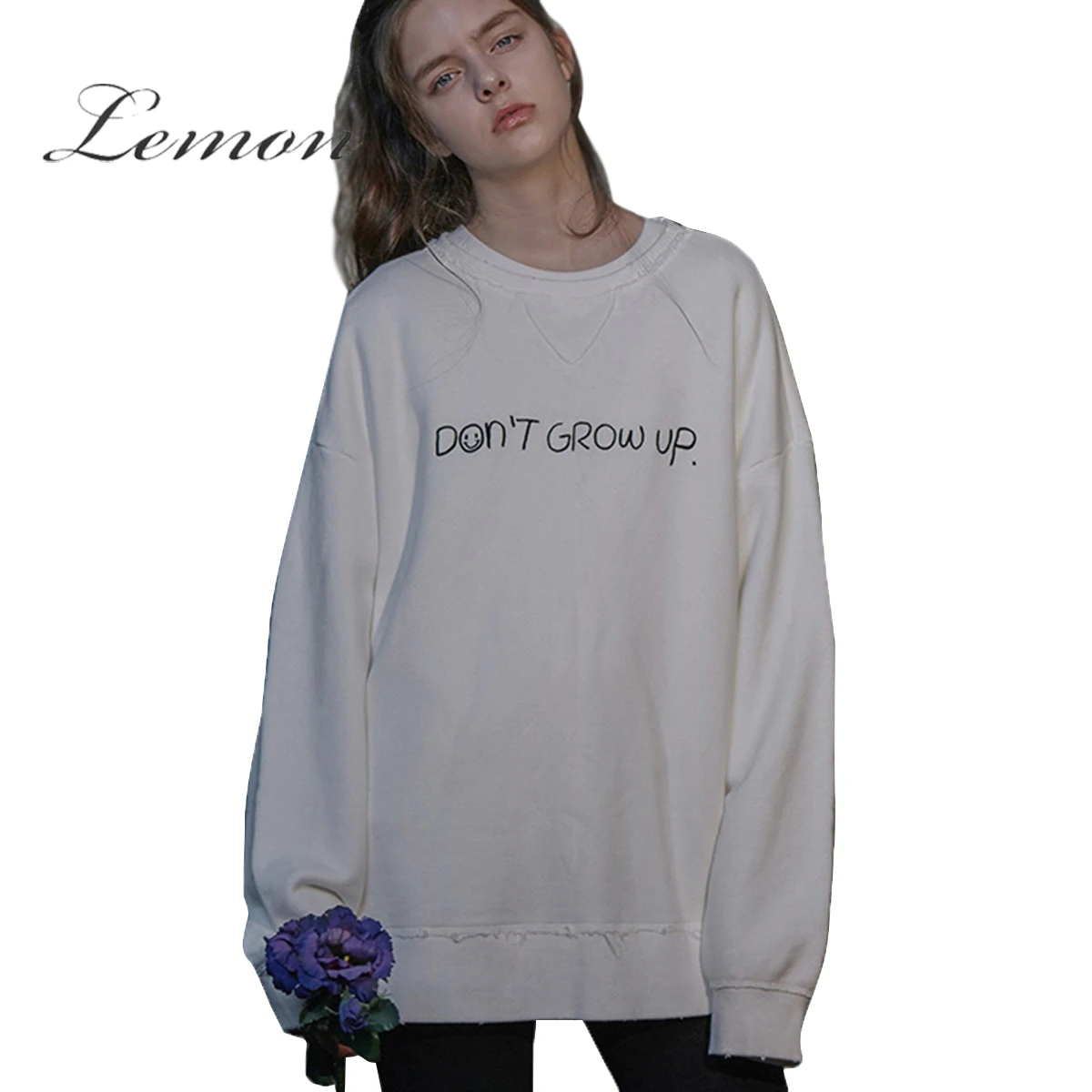 Lemon 2018 Brand Women White Casual Sweatshirts Letters