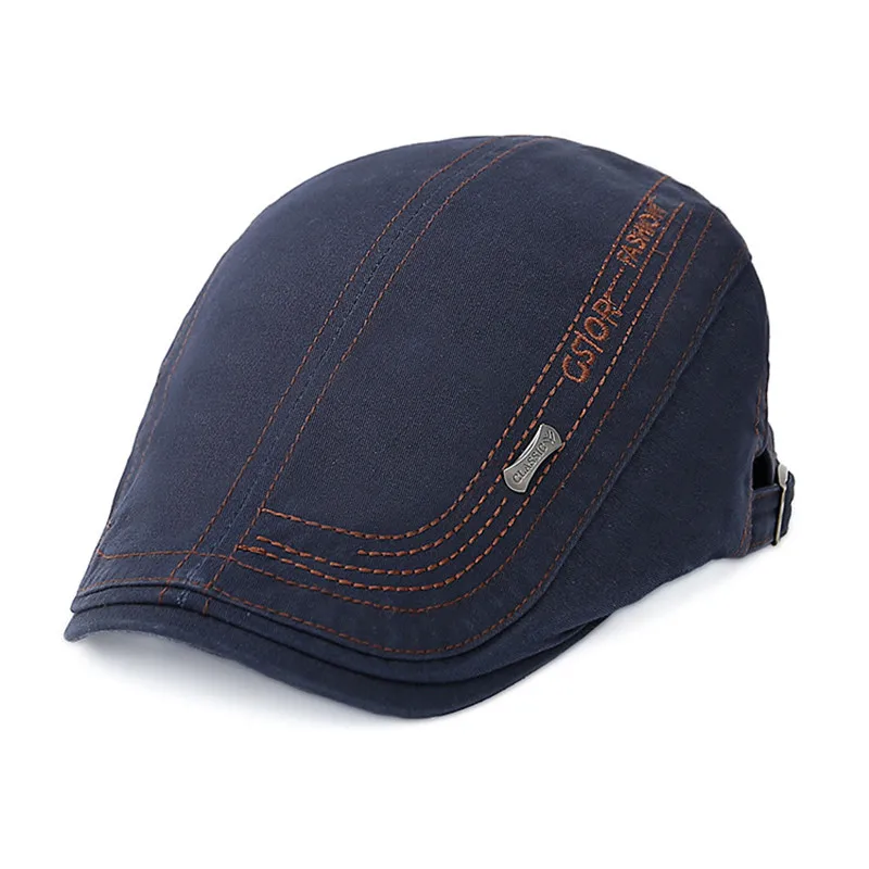 

2019 New Arrival Cotton Letter Embroidery Adjustable Peaked Beret Hat Patchwork Plaid For Men Adult Cabbie Caps