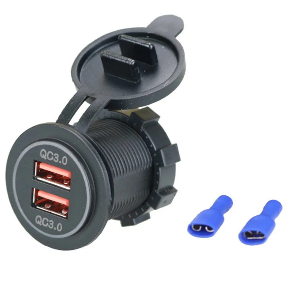 SOONHUA Universal QC 3.0 Dual USB Smart Car Charger 12V 24V Fast Charging for Cellphone Tablet Over With Temperature Protection |