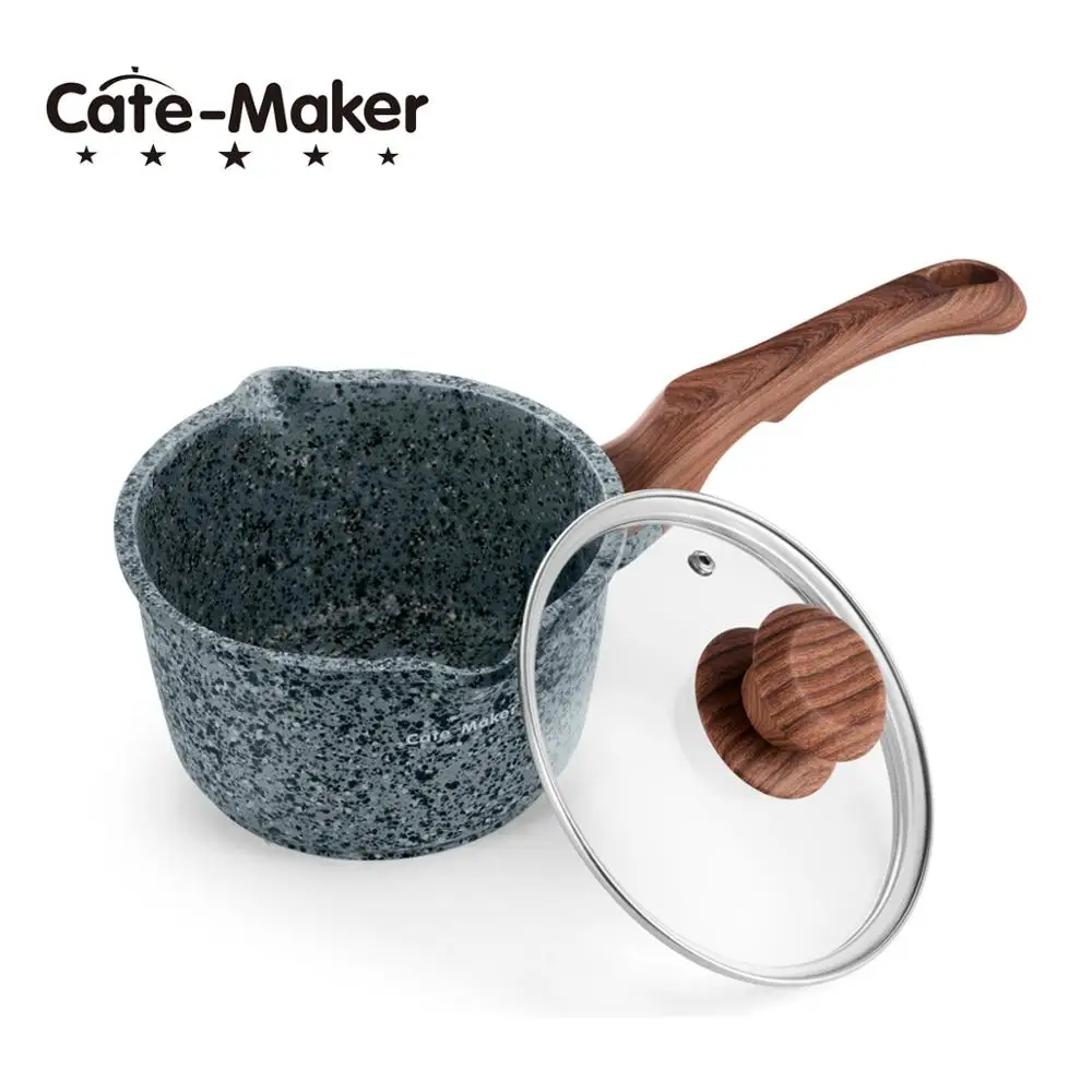 

Cate Maker Grey 16cm Soup Pot Cooking Tool Non-stick Milk Pot Mini Sauce Pan Stockpot