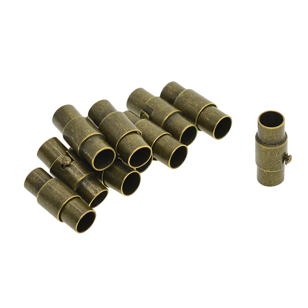 6mm 10 Sets Copper Leather-Kumihimo Glue In Tube Magnetic Clasp DIY Bracelet