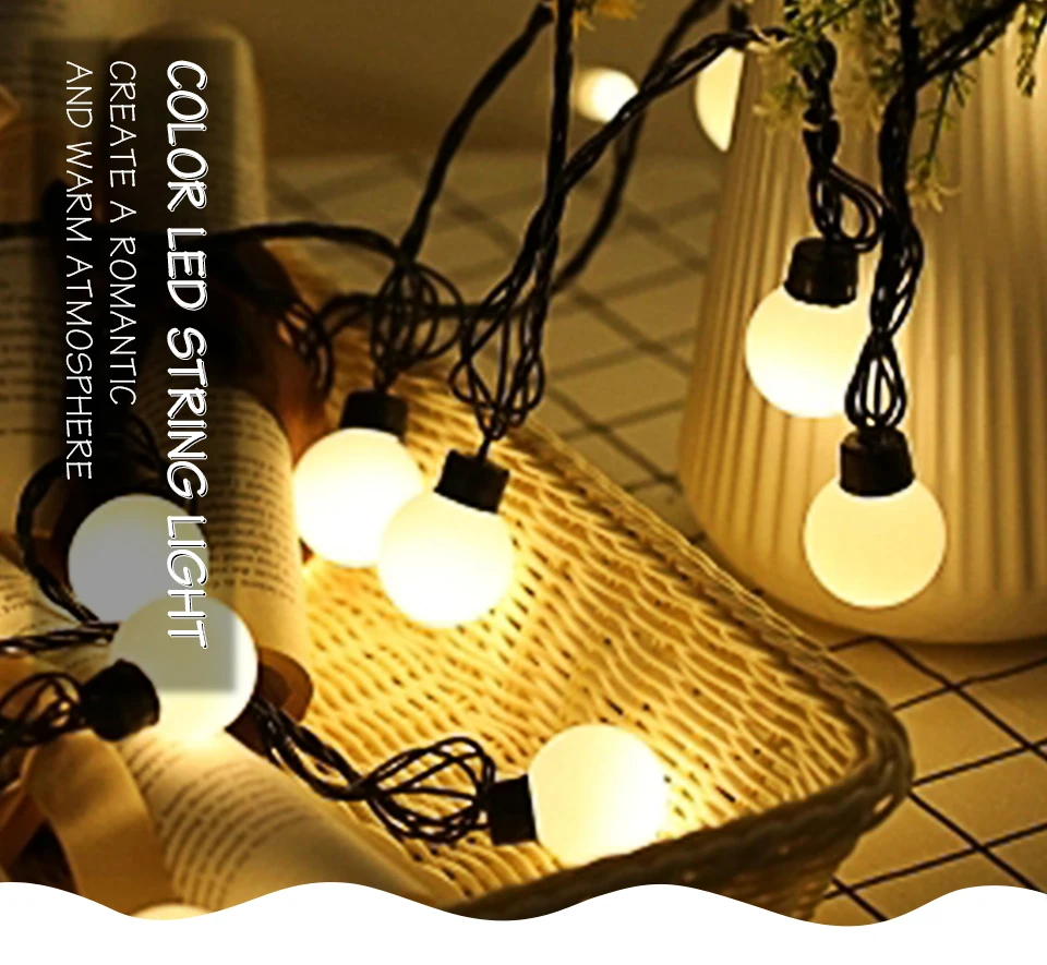 5 м 20 светодиодный G40 лампочка гирлянда Рождественская гирлянда RGB сказочные огни 16 футов лампы типа фестон Гирлянда для внутреннего двора Свадебные украшения