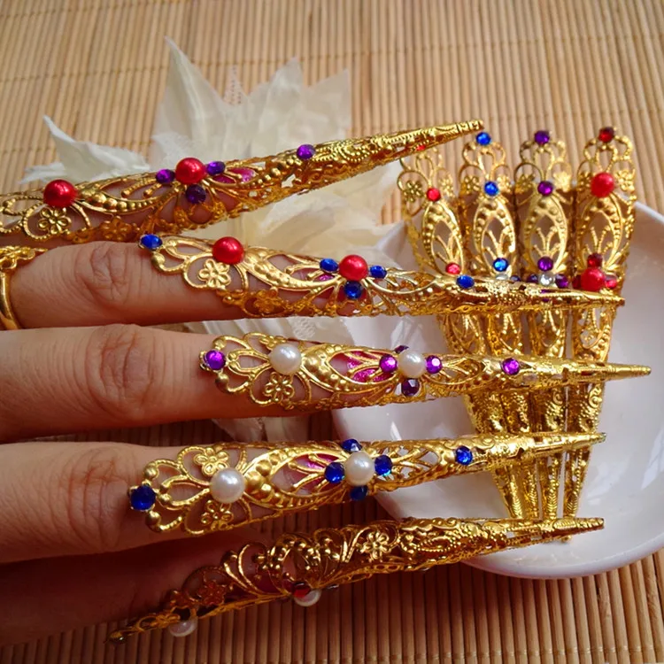 10 шт китайские золотые длинные ногти Декор бусины польский ювелирные изделия древние для индийских танцев 10 см