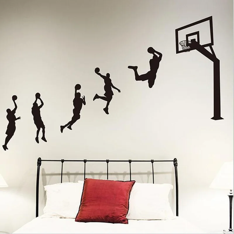 

Basketball sports player handsome action vinyl removable wall stickers, children's room living room decoration boy room LQ08