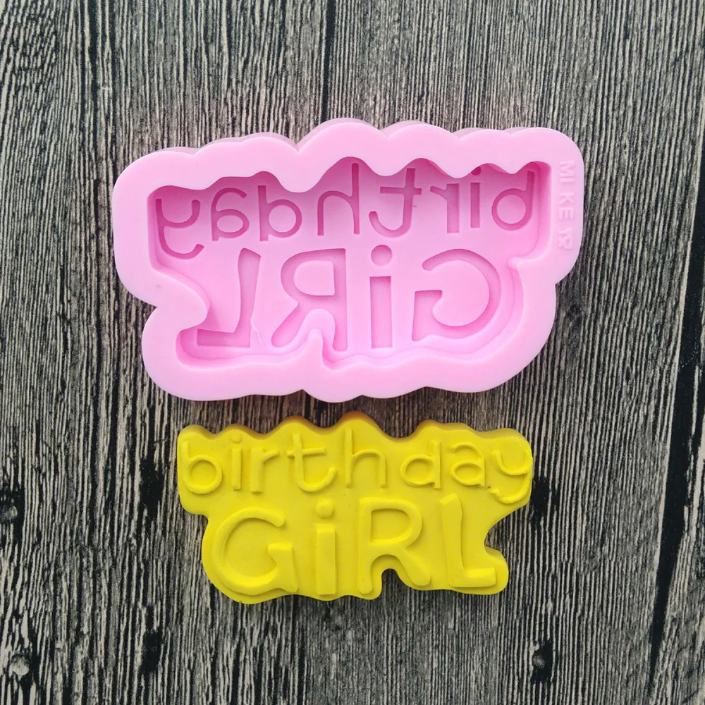Feihaun 1pcs MK 0935 New Happy Birthday Girl Shape Fondant Mold 3D