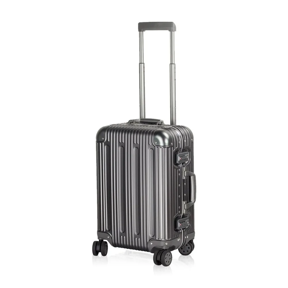 Алюминиевый Многофункциональный алюминиевый жесткий чехол багаж чемодан для путешествия чехол для переноски Спиннер чемодан(2"-28")(серый, 2"
