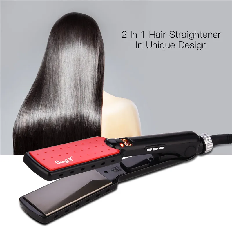 

CkeyiN Professional Hair Straightener High Temperature Wide Plates Straightening Irons Styling Tool Titanium Flat Iron Wet Dry