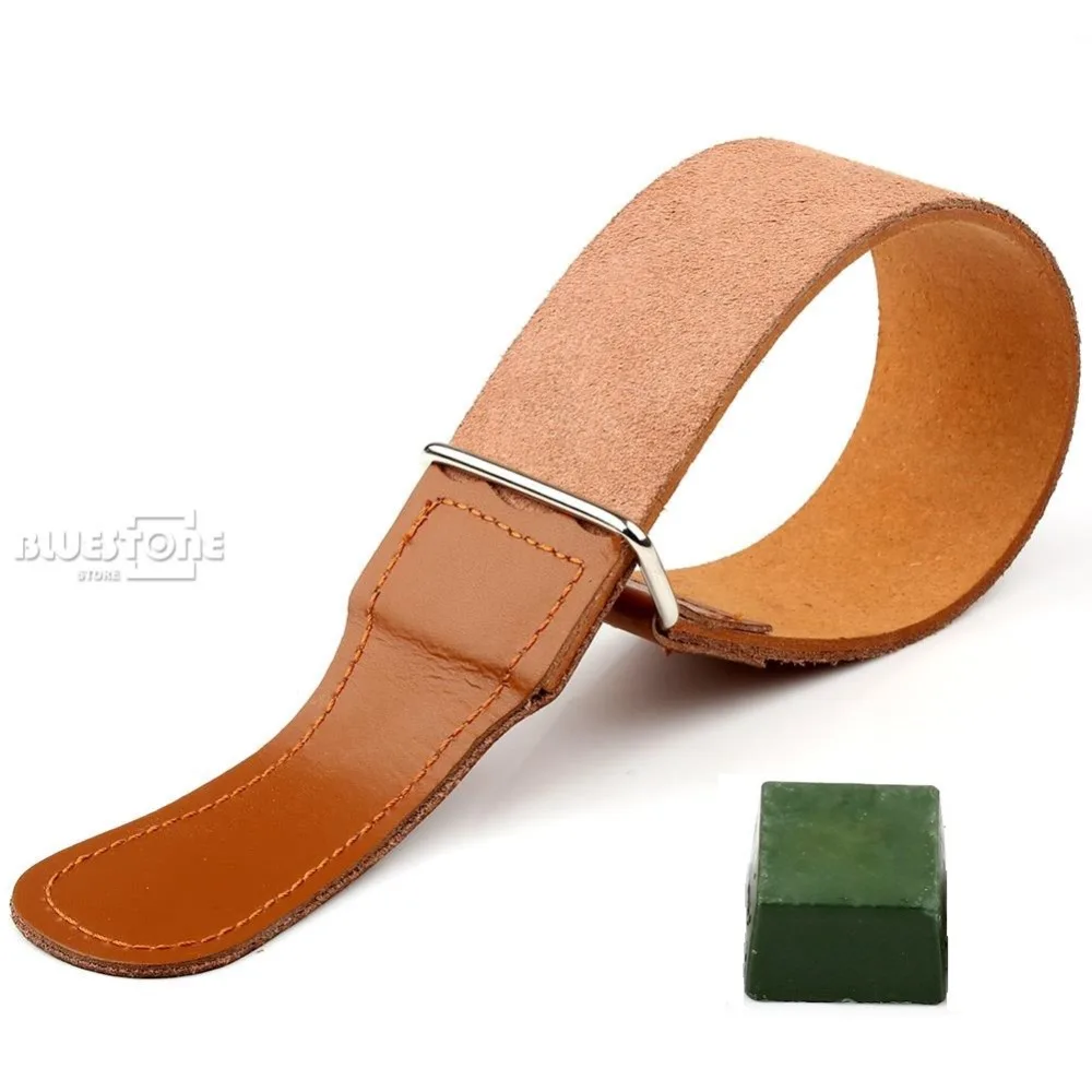 

New Leather Strop Belt And Green Leather Strop Sharpening Polishing Compounds Shaving Strap Tool