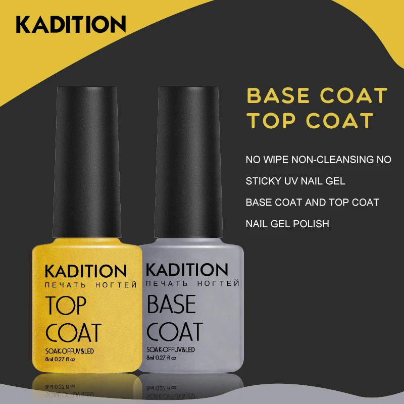 

KADITION Base and Topcoat UV Gel Nail Polish 8 Ml Transparent Soak Primer Top and Base Coat Nail Art Polish Manicure Gel Varnish