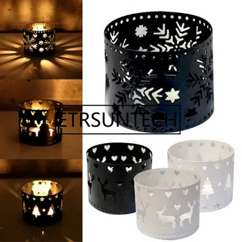

Mini 5x6.5CM Vintage Moroccan Christmas Candle Holder Iron Hollow Snowflake Tree Deer Home Party Decoration
