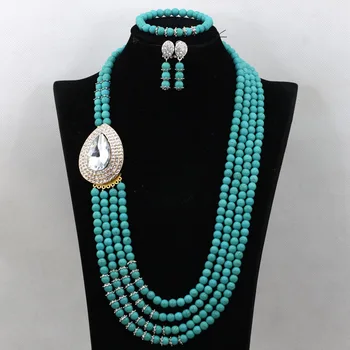 

Fashion Stone Beaded Costume Necklace Set Indian Jewelry Set African Necklace Earrings Bracelet Jewelry Free Shipping TN141