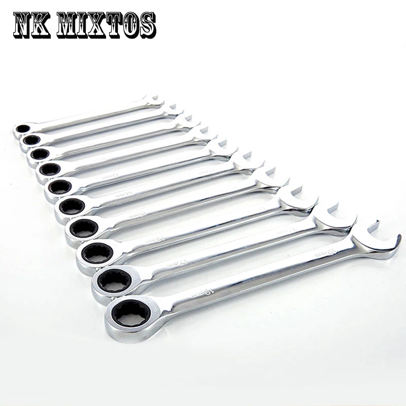 

8MM 10MM 12MM 13MM 14MM 15MM 16MM 17MM 18MM 19MM Ratchet Spanner Combination Wrench a Set of Keys Ratchet Skate Tool