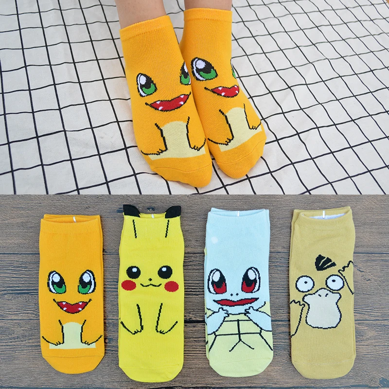 4 пар/уп. милые женские короткие носки с героями мультфильмов и Аниме Pokemon
