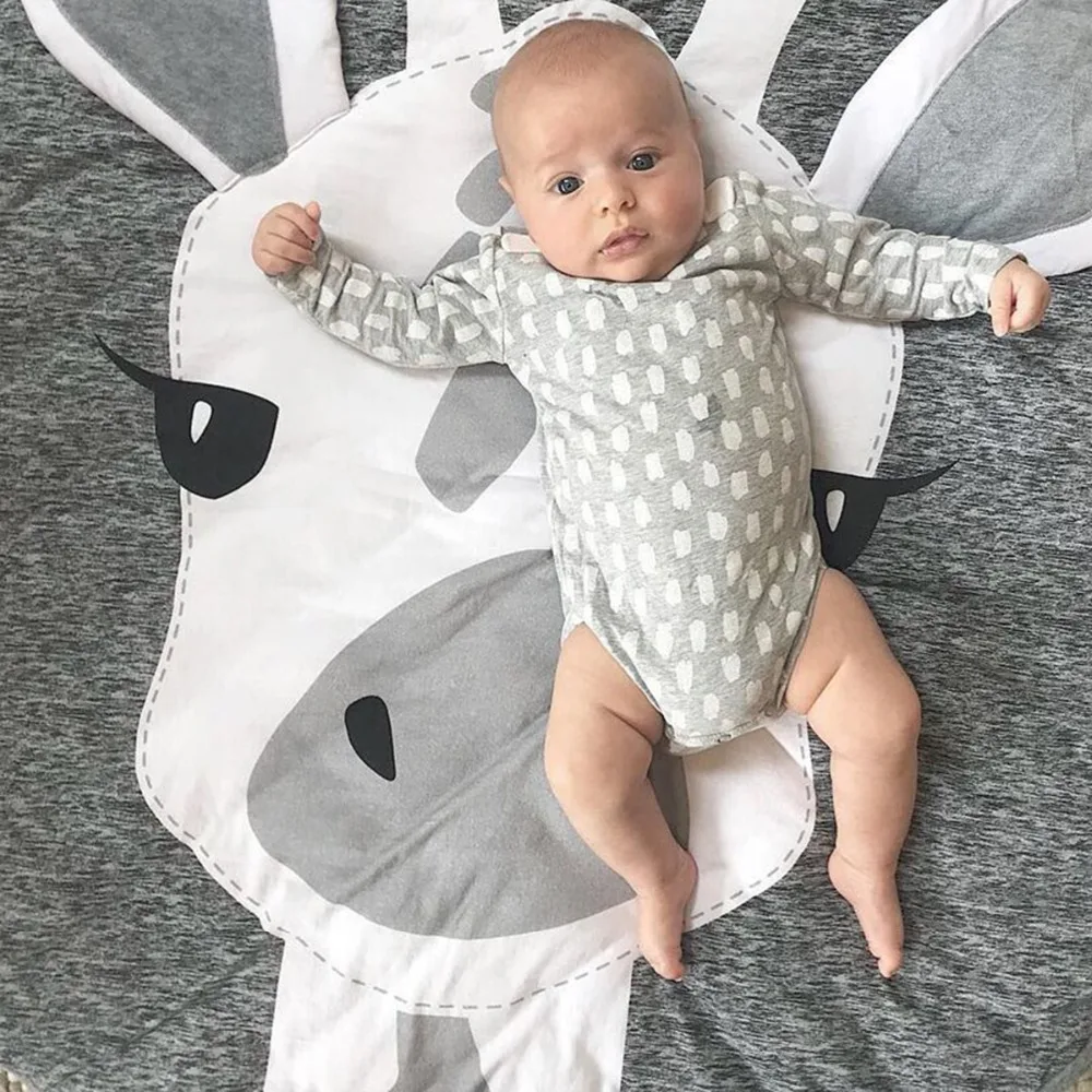 

Home Decor Kids Room Cartoon Giraffe Cotton Ground Rug Round Non-slip Game Pad Carpet Baby Thickening Creeping Carpet Play Mat