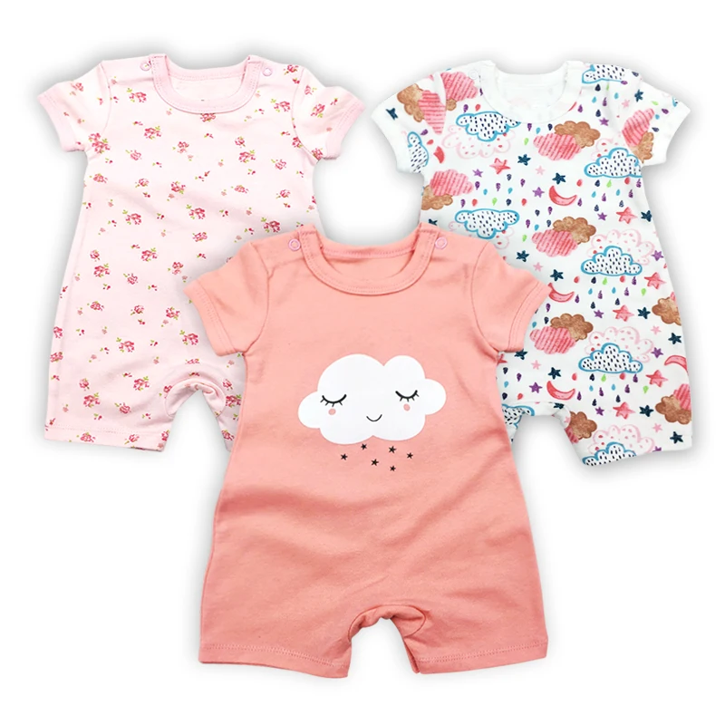 

3piece/lot Infant Toddlers Girl Rompers Summer Short Sleeve Baby girl boy Clothes Set Boy Jumpsuit 100% Cotton Newborn Romper