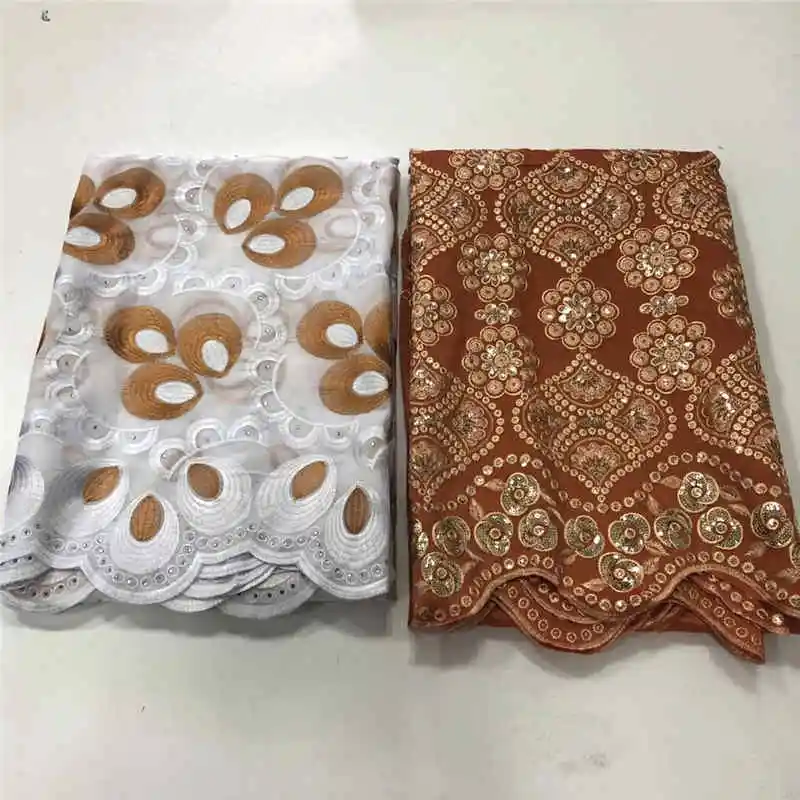 2.5yds + Африканское вышитое кружево в нигерийском стиле швейцарская маркизет