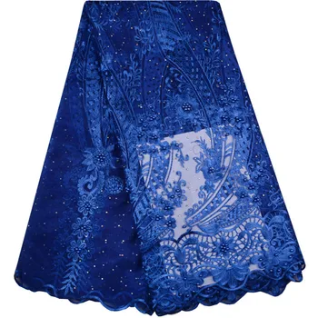 

African Mesh Lace Fabric 2018 High Quality Lace Nigerian Lace Fabric With Beaded And Stones Embroidery French Lace Women 967