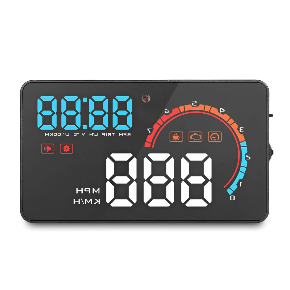 

Portable Car Smart Digital OBD HUD Head Up Display Windshield Projector Speed Alarm Fuel Consumption Data Diagnostic Auto on/off