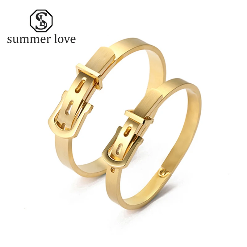 

Titanium Steel Bracelet Bangle for Women Men Belt Cuff Love Manchette Bracelet Femme Bracelets & Bangles