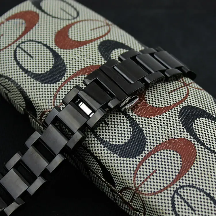 Promotion Black Watchbands Stainless steel watch Accessories 18MM 20MM 21MM 22MM Replacement High Quality Watchbands Bracelets