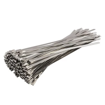 

DHDL-100pcs 7.9 Inches Stainless Steel Exhaust Wrap Coated Locking Cable Zip Ties