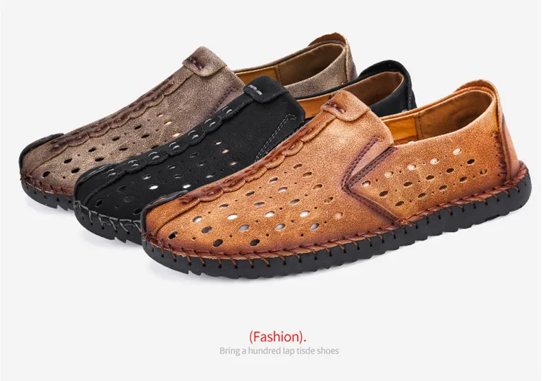 Летняя Мужская обувь Повседневное в итальянском стиле без застежки; Для мужчин s; женские лоферы; мокасины; дышащая обувь из натуральной кожи мужская обувь для вождения; большие размеры H203