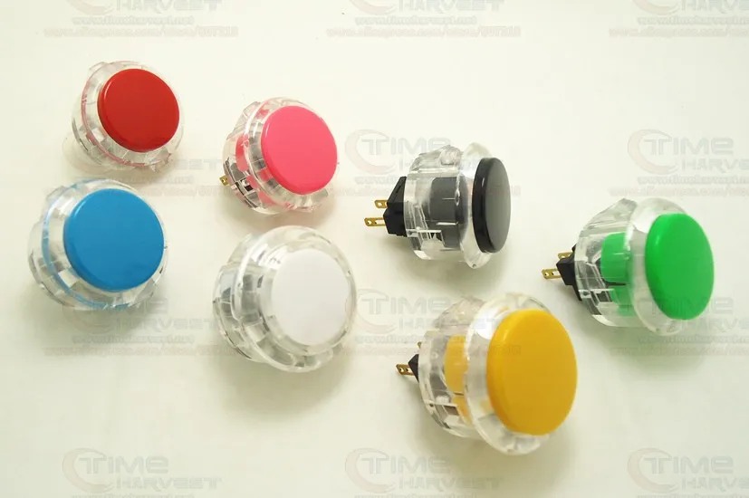 

Free Shipping 10 pcs 30mm Double color locking round pushbutton High imitation Sanwa transparent edge button Arcade Game Machine