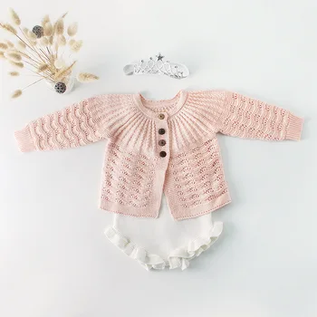 

2019 Baby Toddler Knitted Sweater Cardigan Jacket Outwears And Knit Rompers Boy Girl Children Candy Color Clothes