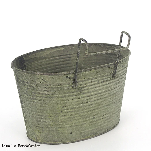 vintage retro galvanized metal zinc wall mini planter (5)