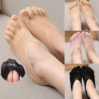 

3 Color Women Low Cut Crew Ankle Solid Socks New Fashion Five Finger Toe Invisible Hosiery