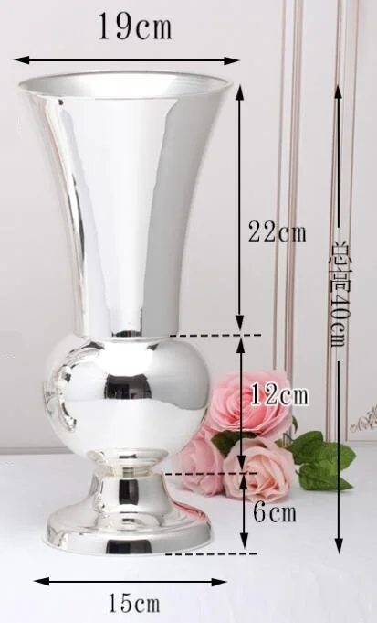 Slver покрытая настольная металлическая декоративная ваза для дома напольная ваза большого размера для свадебного украшения металлическая ваза для цветов HP032 - Цвет: small size