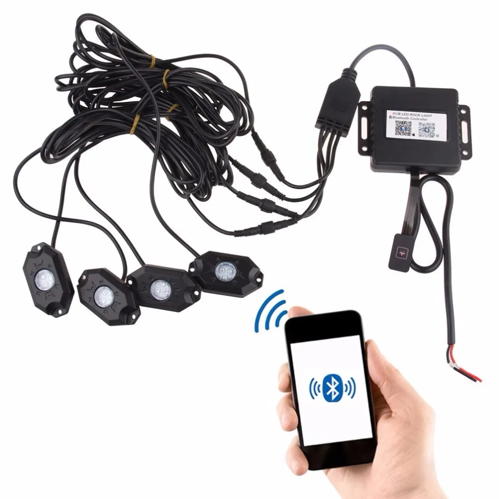 RGB светодиодные огни Rock неоновые наборы с Bluetooth управление сотовым телефоном под