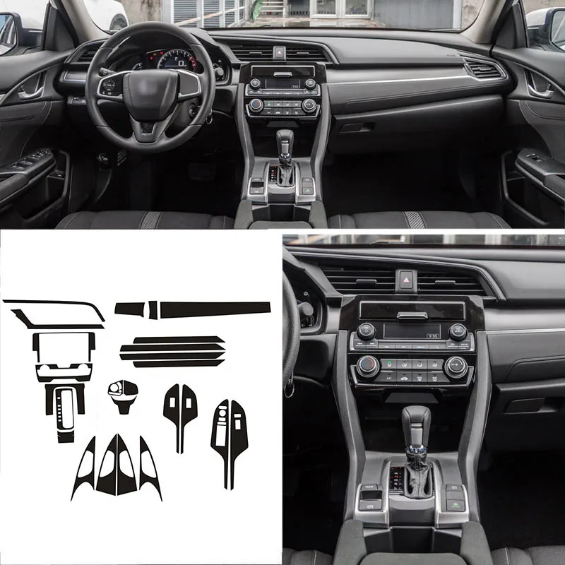 

Car-Styling New 3D Carbon Fiber Car Interior Center Console Color Change Molding Sticker Decals For Honda Civic 10 th