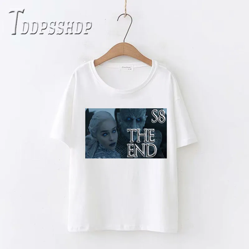 

The End S8 Game of Thrones Female Tops & Tees Funny T Shirt Women Harajuku T-shirt 2019 Summer White Tshirt