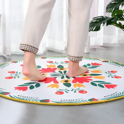 Круглый ковер с цветами для комнаты, спальни, прикроватное одеяло для дома, для учебы, коврик для компьютерного стула