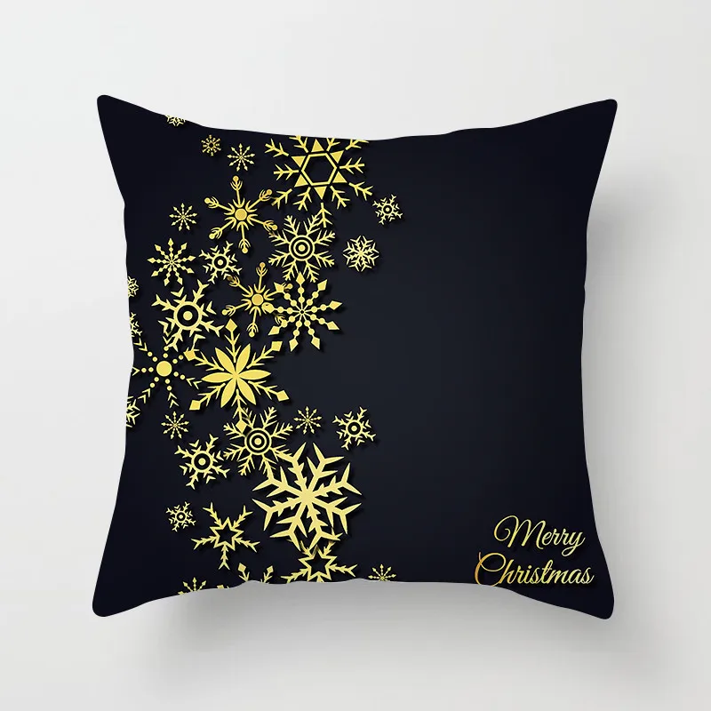 Fuwatacchi золотой черный Печатный Рождественский Чехол на подушку дерево наволочка звезда снег цветочный декоративная наволочка для домашнего дивана - Цвет: PC03433