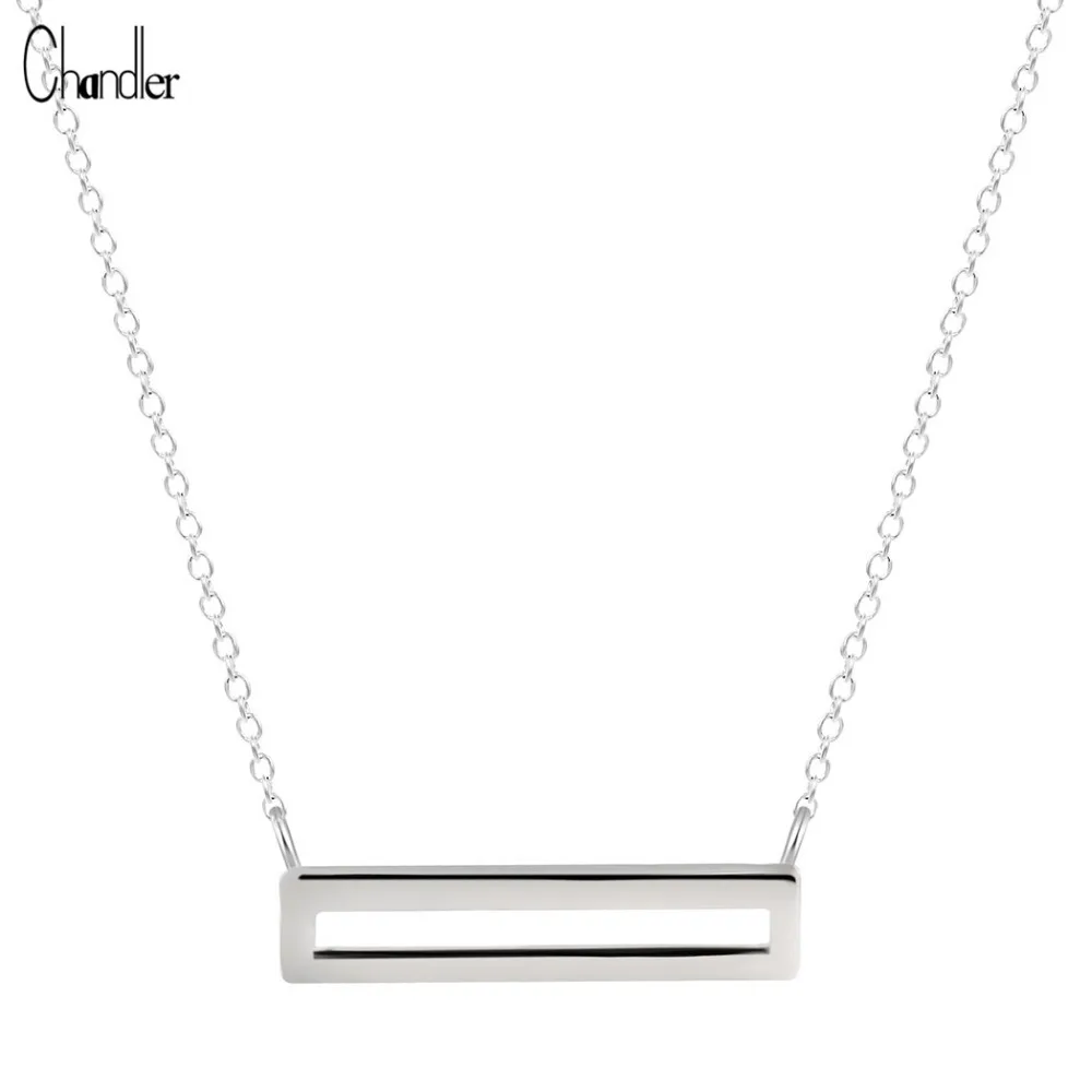 925 Sterling Silver Square Necklaces & Pendants For Women Man  Geometric Simple Charm Long Chain clavicle Colier Punk Jewelry