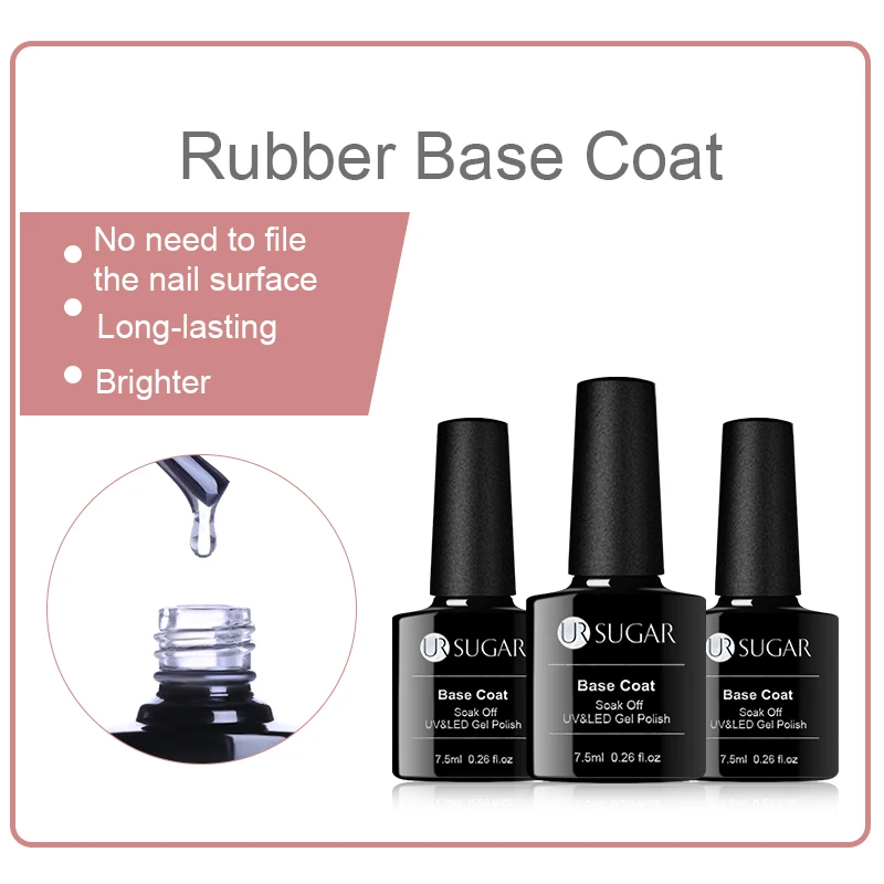 UR SUGAR Base Coat Top Coat Tempered Enhance Nail Gel Polish Matte No Wipe Top Coat Soak Off UV Gel Varnish Lacquer Manicure