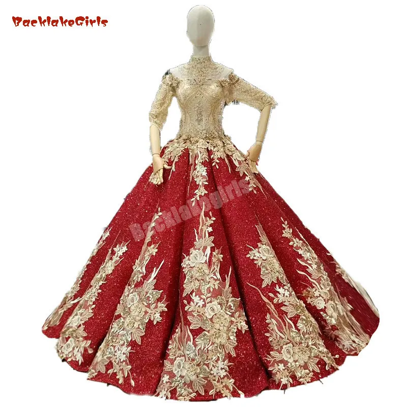 

Luxury Bling Red Prom Dress Fully Beaded Puffy Prom Dresses 2018 Formal Party Dresses 2018 New Styles Waves Custom Party Dresses