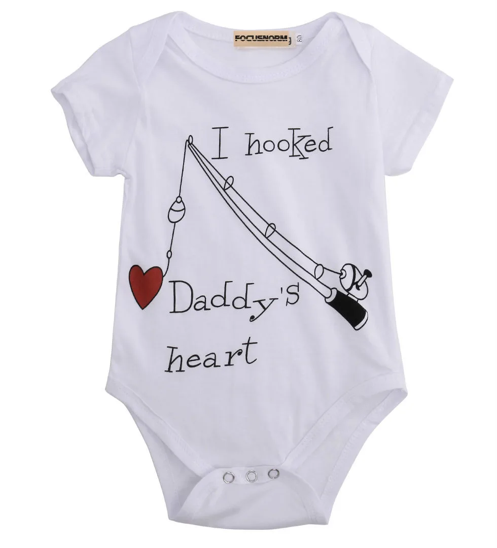Летние Боди с надписью I hocked Daddy's Heart для маленьких мальчиков и девочек детские