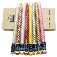 2*25cm 12 stks/doos spiraal stok lange kaars gouden zilveren kaars licht diner bruiloft